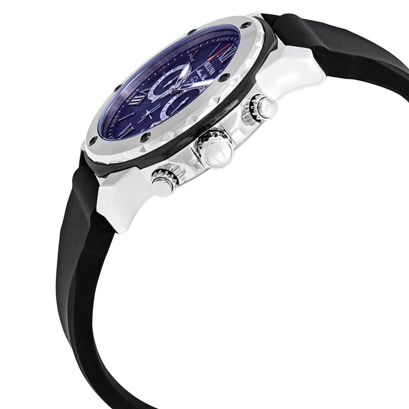  Shop Authentic Bulova Marine Star Blue Dial Black Silicone Strap Watch for Men - 98B258 - Luxxuri