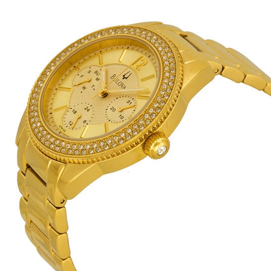  Shop Authentic Bulova Multi Function Gold Dial Gold Steel Strap Watch for Women - 97N102 - Luxxuri