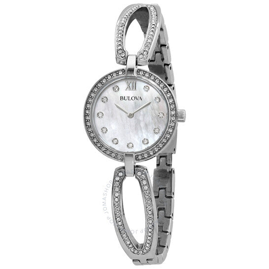  Shop Authentic Bulova Crystal Collection Mother of Pearl Dial Silver Steel Strap Watch for Women - 96L223 - Luxxuri