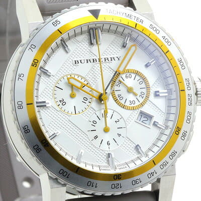  Shop Authentic Burberry Belt Chronograph Silver Dial Brown Rubber Strap Watch For Men - BU9811 - Luxxuri