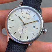  Shop Authentic Burberry Classic Round Cream Dial Black Leather Strap Watch for Men - BU10008 - Luxxuri