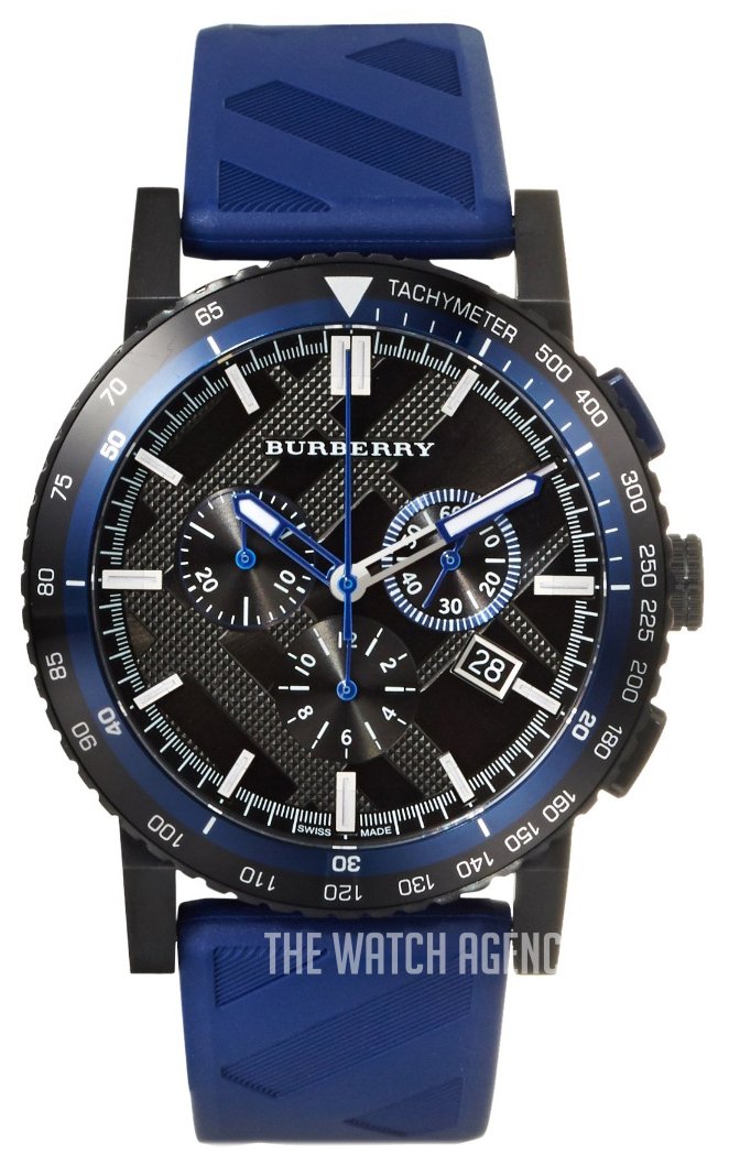  Shop Authentic Burberry The City Sport Chronograph Black Dial Blue Rubber Strap Watch For Men - BU9807 - Luxxuri