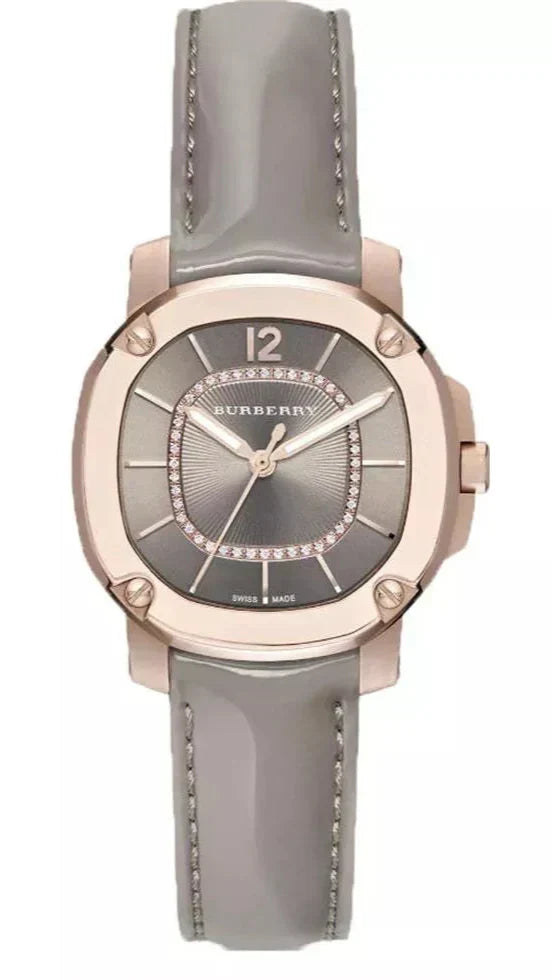  Shop Authentic Burberry Britain Diamonds Grey Dial Grey Leather Strap Watch for Women - BBY1810 - Luxxuri