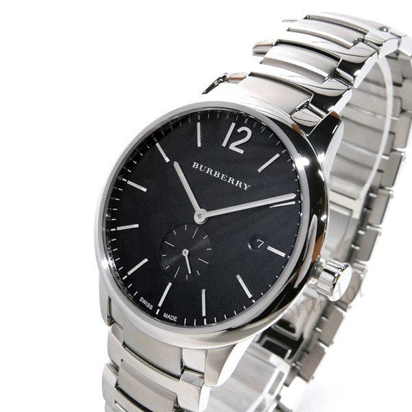  Shop Authentic Burberry The Classic Round Black Dial Silver Steel Strap Watch for Men - BU10005 - Luxxuri