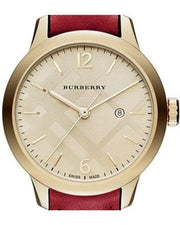  Shop Authentic Burberry The Classic Gold Dial Red Leather Strap Watch for Women - BU10102 - Luxxuri