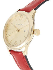  Shop Authentic Burberry The Classic Gold Dial Red Leather Strap Watch for Women - BU10102 - Luxxuri