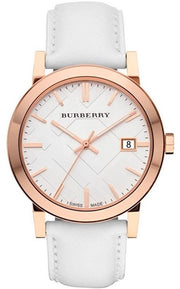  Shop Authentic Burberry The City White Dial White Leather Strap Watch for Women - BU9012 - Luxxuri