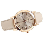  Shop Authentic Burberry The City Beige Dial Brown Leather Strap Watch for Women - BU9014 - Luxxuri