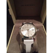  Shop Authentic Burberry The City Silver Dial White Leather Strap Watch for Women - BU9019 - Luxxuri