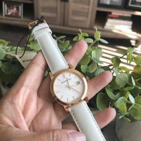  Shop Authentic Burberry The City White Dial White Leather Strap Watch for Women - BU9108 - Luxxuri