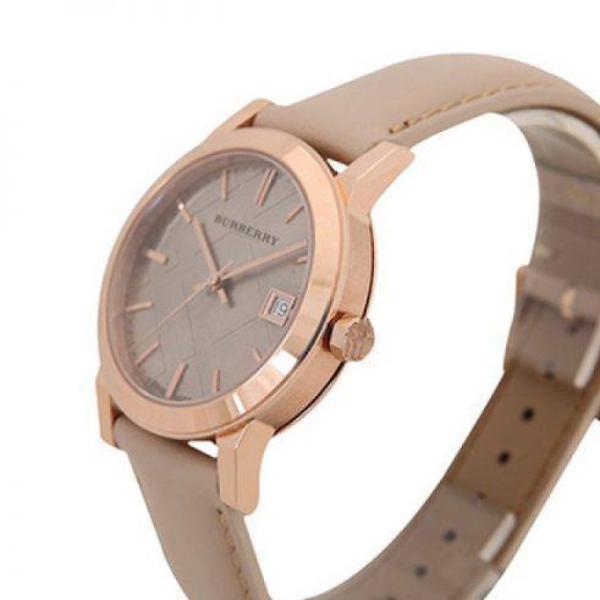  Shop Authentic Burberry The City Beige Dial Beige Leather Strap Watch for Women - BU9109 - Luxxuri