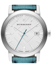  Shop Authentic Burberry White Dial Turquoise Leather Strap Watch for Women - BU9120 - Luxxuri
