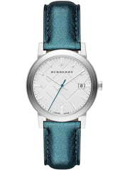  Shop Authentic Burberry White Dial Turquoise Leather Strap Watch for Women - BU9120 - Luxxuri