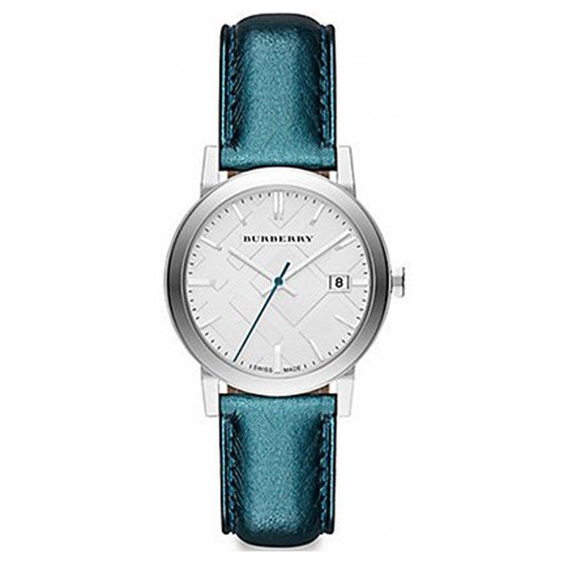  Shop Authentic Burberry White Dial Turquoise Leather Strap Watch for Women - BU9120 - Luxxuri