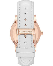  Shop Authentic Burberry The City Diamonds White Dial White Leather Strap Watch for Women - BU9130 - Luxxuri