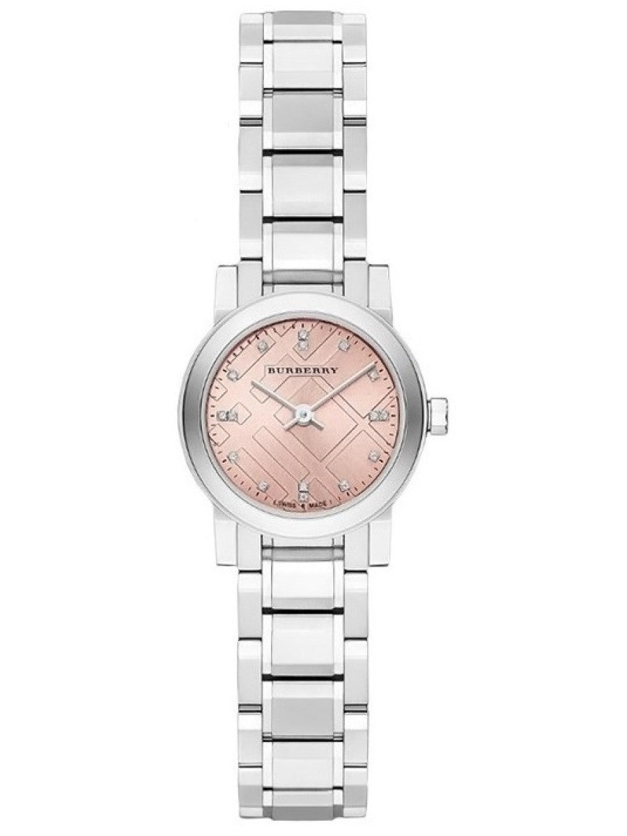  Shop Authentic Burberry The City Diamonds Pink Dial Silver Steel Strap Watch for Women - BU9223 - Luxxuri