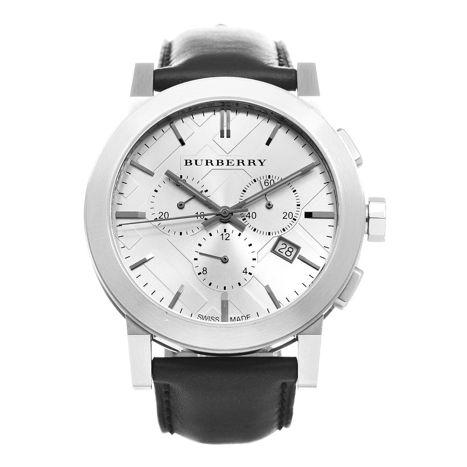  Shop Authentic Burberry The City Chronograph White Dial Black Leather Strap Watch for Men - BU9355 - Luxxuri