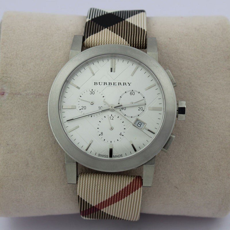  Shop Authentic Burberry The City Nova White Dial Checked Brown Leather Strap Watch for Men - BU9357 - Luxxuri