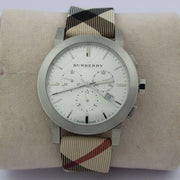 Shop Authentic Burberry The City Nova White Dial Checked Brown Leather Strap Watch for Men - BU9357 - Luxxuri