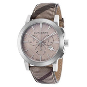  Shop Authentic Burberry The City Smoke Dial Checked Brown Leather Strap Watch for Men - BU9358 - Luxxuri