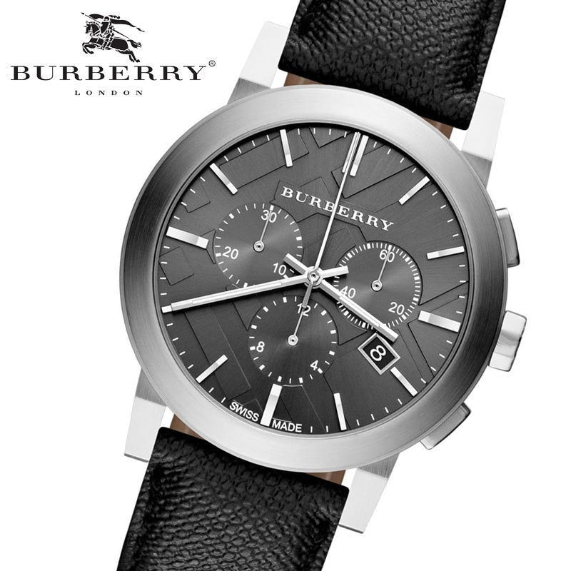  Shop Authentic Burberry The City Grey Dial Black Leather Strap Watch for Men - BU9359 - Luxxuri