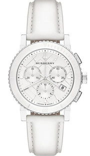  Shop Authentic Burberry City Chronograph White Dial White Leather Strap Watch For Women - BU9701 - Luxxuri