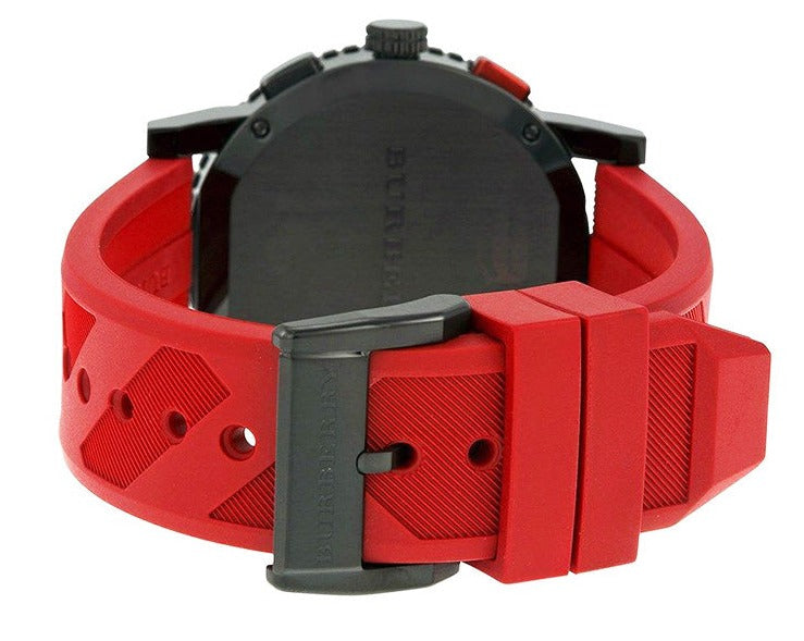  Shop Authentic Burberry The City Chronograph Black Dial Red Rubber Strap Watch For Men - BU9805 - Luxxuri