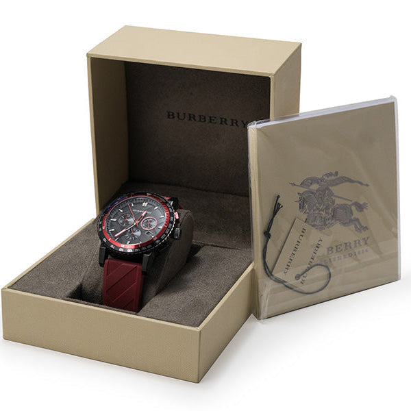  Shop Authentic Burberry The City Chronograph Black Dial Red Rubber Strap Watch For Men - BU9805 - Luxxuri