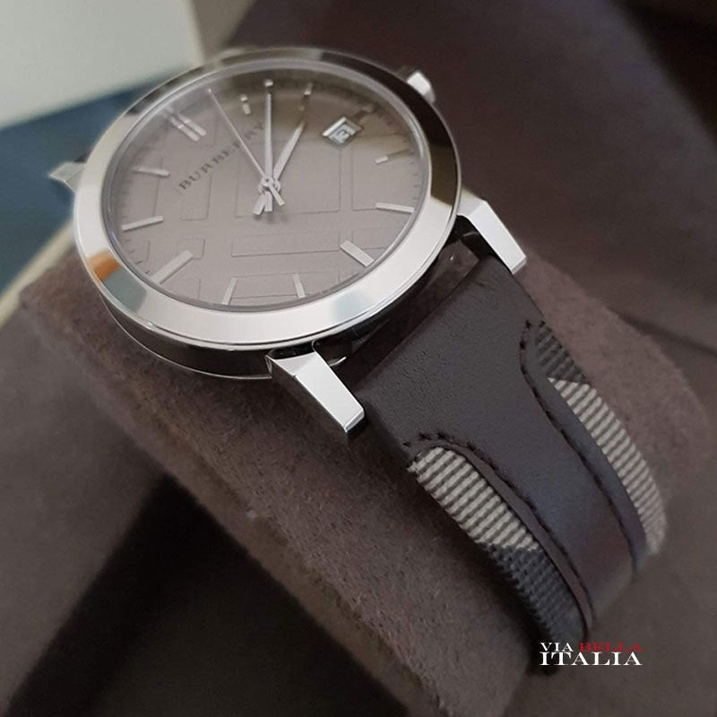  Shop Authentic Burberry The City Grey Dial Leather Strap Watch for Men - BU9020 - Luxxuri