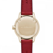  Shop Authentic Burberry The Classic Gold Dial Red Leather Strap Watch for Women - BU10102 - Luxxuri