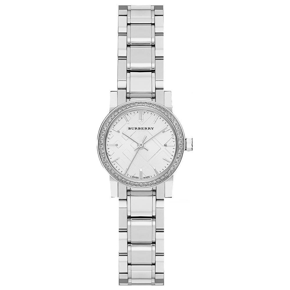  Shop Authentic Burberry The City Diamonds Silver Dial Silver Steel Strap Watch for Women - BU9220 - Luxxuri