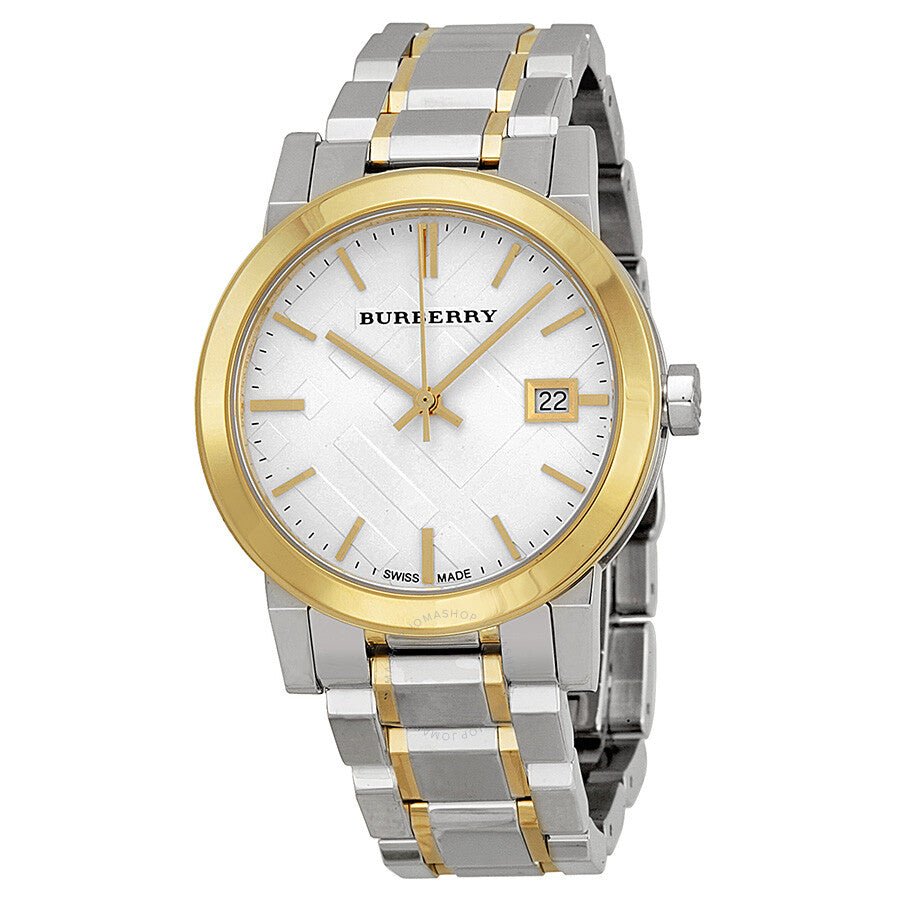  Shop Authentic Burberry The City White Dial Two Tone Steel Strap Watch for Women - BU9115 - Luxxuri