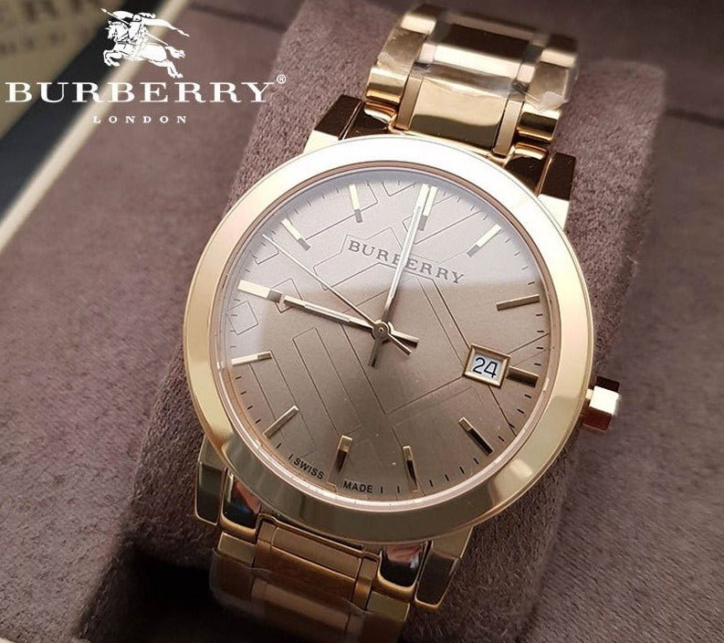  Shop Authentic Burberry The City Gold Dial Gold Steel Strap Watch for Women - BU9033 - Luxxuri