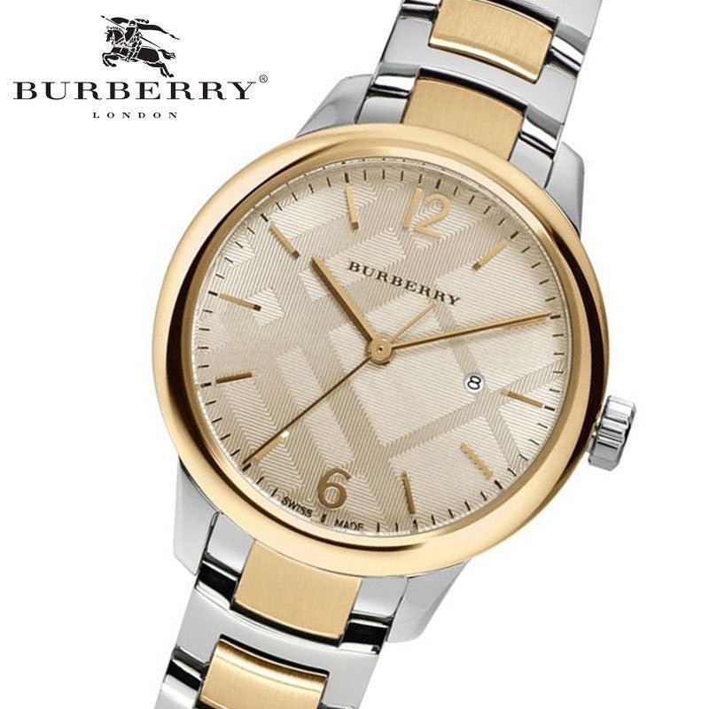  Shop Authentic Burberry The Classic Champagne Gold Dial Two Tone Steel Strap Watch for Women - BU10118 - Luxxuri
