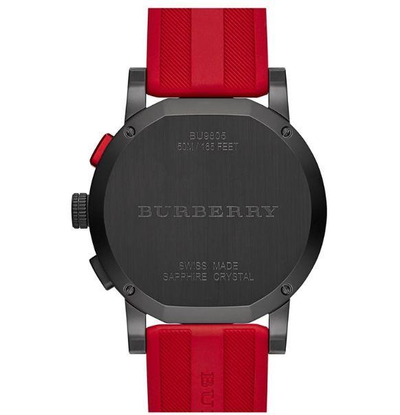  Shop Authentic Burberry The City Chronograph Black Dial Red Rubber Strap Watch For Men - BU9805 - Luxxuri