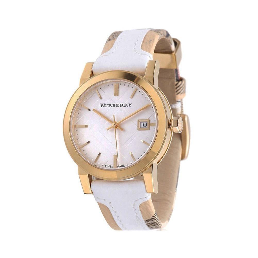  Shop Authentic Burberry The City White Dial White Leather Strap Watch for Women - BU9110 - Luxxuri