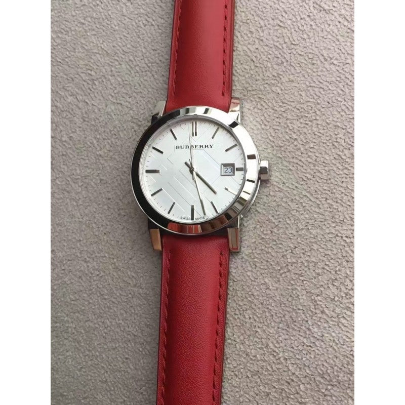  Shop Authentic Burberry The City Silver Dial Red Strap Watch for Women - BU9232 - Luxxuri