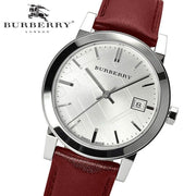  Shop Authentic Burberry The City Silver Dial Red Leather Strap Watch for Women - BU9129 - Luxxuri