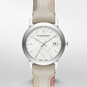  Shop Authentic Burberry The City White Dial Beige Leather Strap Watch for Women - BU9132 - Luxxuri