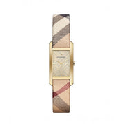  Shop Authentic Burberry Pioneer Gold Dial Haymarket Beige Leather Strap Watch for Women - BU9509 - Luxxuri