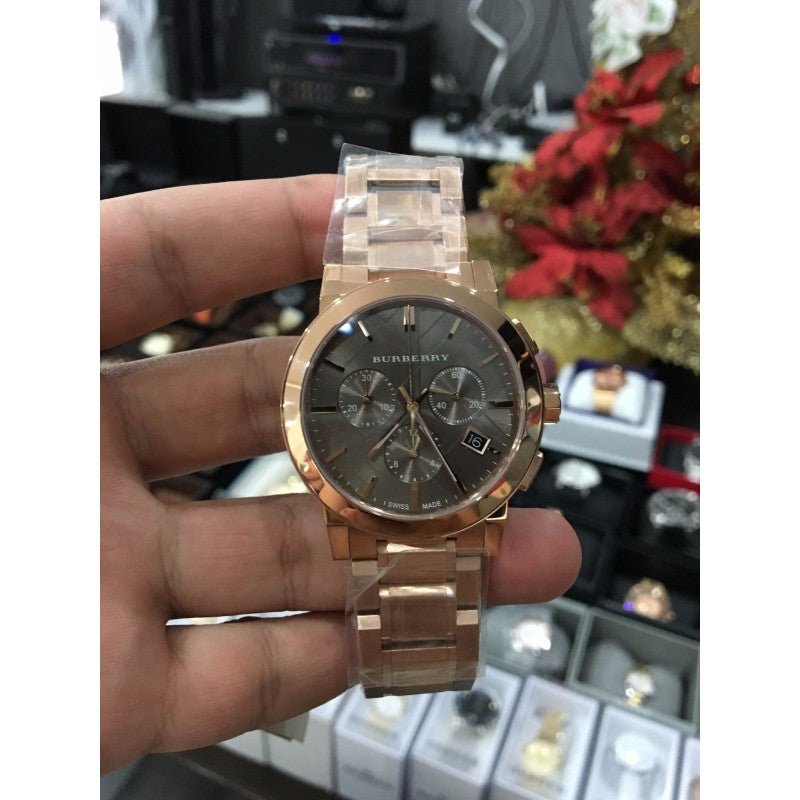  Shop Authentic Burberry The City Grey Dial Rose Gold Steel Strap Unisex Watch - BU9754 - Luxxuri