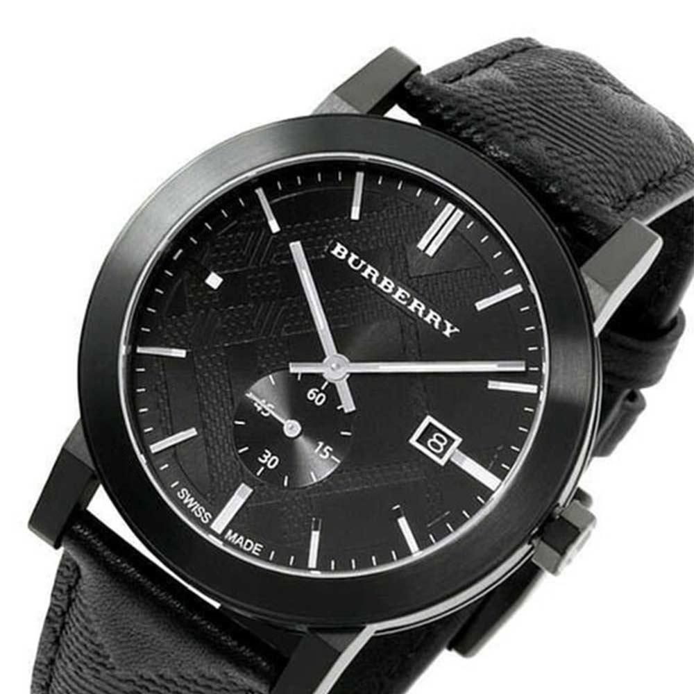  Shop Authentic Burberry The City Black Dial Black Leather Strap Watch for Men - BU9906 - Luxxuri
