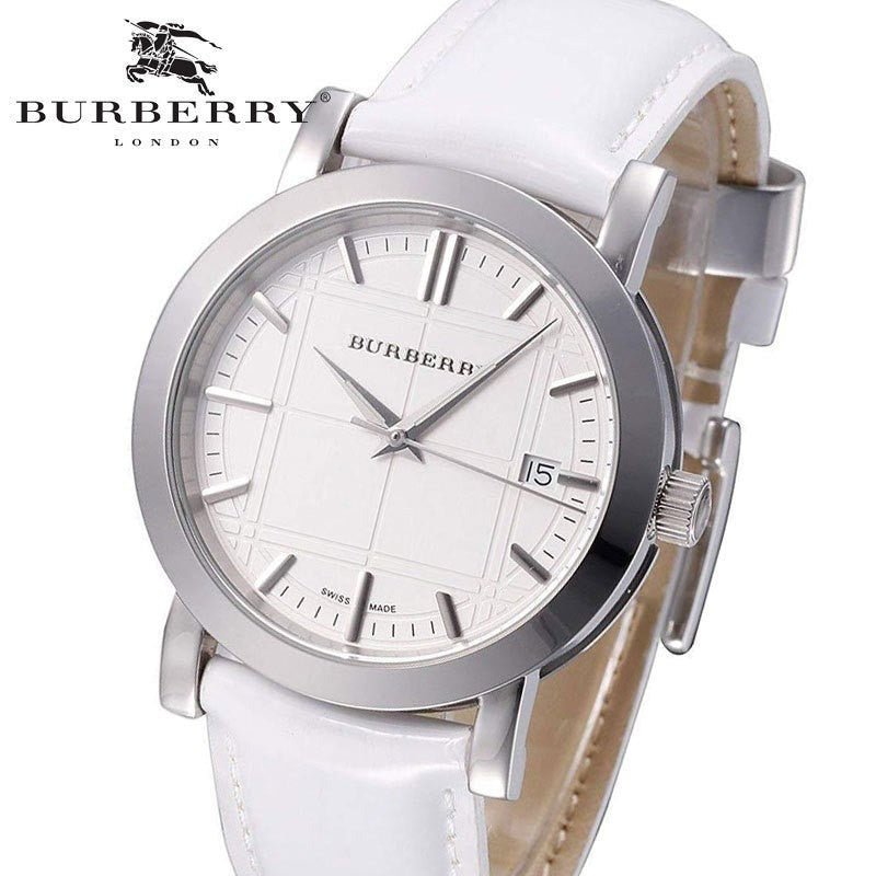  Shop Authentic Burberry The City White Dial White Leather Strap Watch for Women - BU9128 - Luxxuri