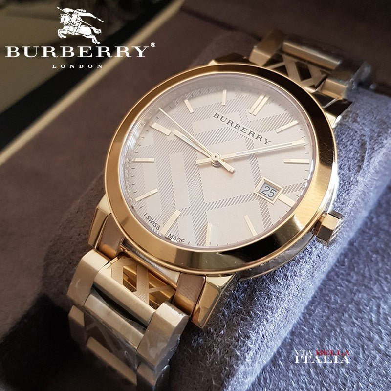  Shop Authentic Burberry The City Gold Dial Gold Steel Strap Watch for Men - BU9038 - Luxxuri