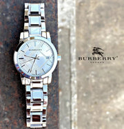  Shop Authentic Burberry The City White Dial Silver Steel Strap Watch for Women - BU9144 - Luxxuri