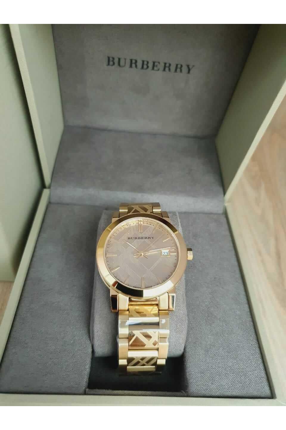  Shop Authentic Burberry The City Gold Dial Gold Steel Strap Watch for Men - BU9038 - Luxxuri