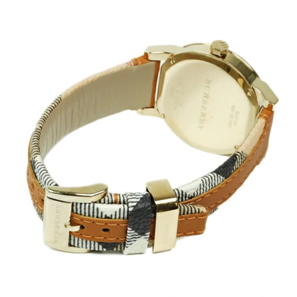  Shop Authentic Burberry The Classic Gold Dial Brown Leather Strap Watch for Women - BU10114 - Luxxuri