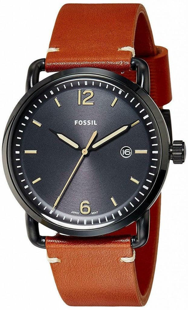  Shop Authentic Fossil Commuter Three Hand Date Black Dial Brown Leather Strap Watch for Men - FS5276 - Luxxuri