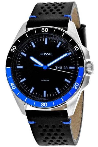  Shop Authentic Fossil Sport 54 Day Date Black Dial Black Leather Strap Watch for Men - FS5321 - Luxxuri