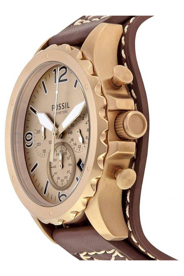  Shop Authentic Fossil Nate Chronograph Gold Dial Brown Leather Strap Watch for Men - JR1495 - Luxxuri